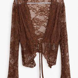 Women's Sexy Fitted Long Sleeve Lace Hollow Blouse