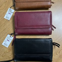 3 Sonoma Women’s Wallets w/ RFID Blocking (Tan, Burgundy, Black) - NEW W/ TAGS