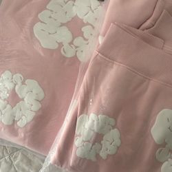 Pink Denim Tear Hoodies