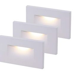 CLOUDY BAY 120V Dimmable LED Indoor Outdoor Step Light,3-Pack,3000K Warm White,Stair Light,White Finish