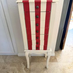 Hand painted jewelry chest armoire