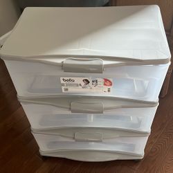 3 Drawer Plastic Storage On Rollers