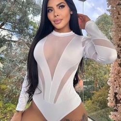 Sexy Colombian black bodysuit in Veil and Spandex Fabric One Size
