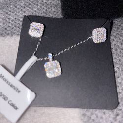 Solid S925 Matching Earring And Chain With Pendant Sets