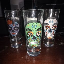 Sugar Skull Tall Shot Glasses – Set of 3