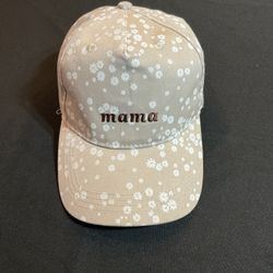 MAMA FLORAL PONYTAIL HAT ADJUSTABLE BACK STRAP ONE SIZE 