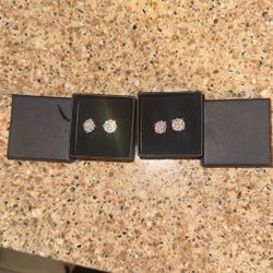 2 Set Of Silver Moissanite Earrings