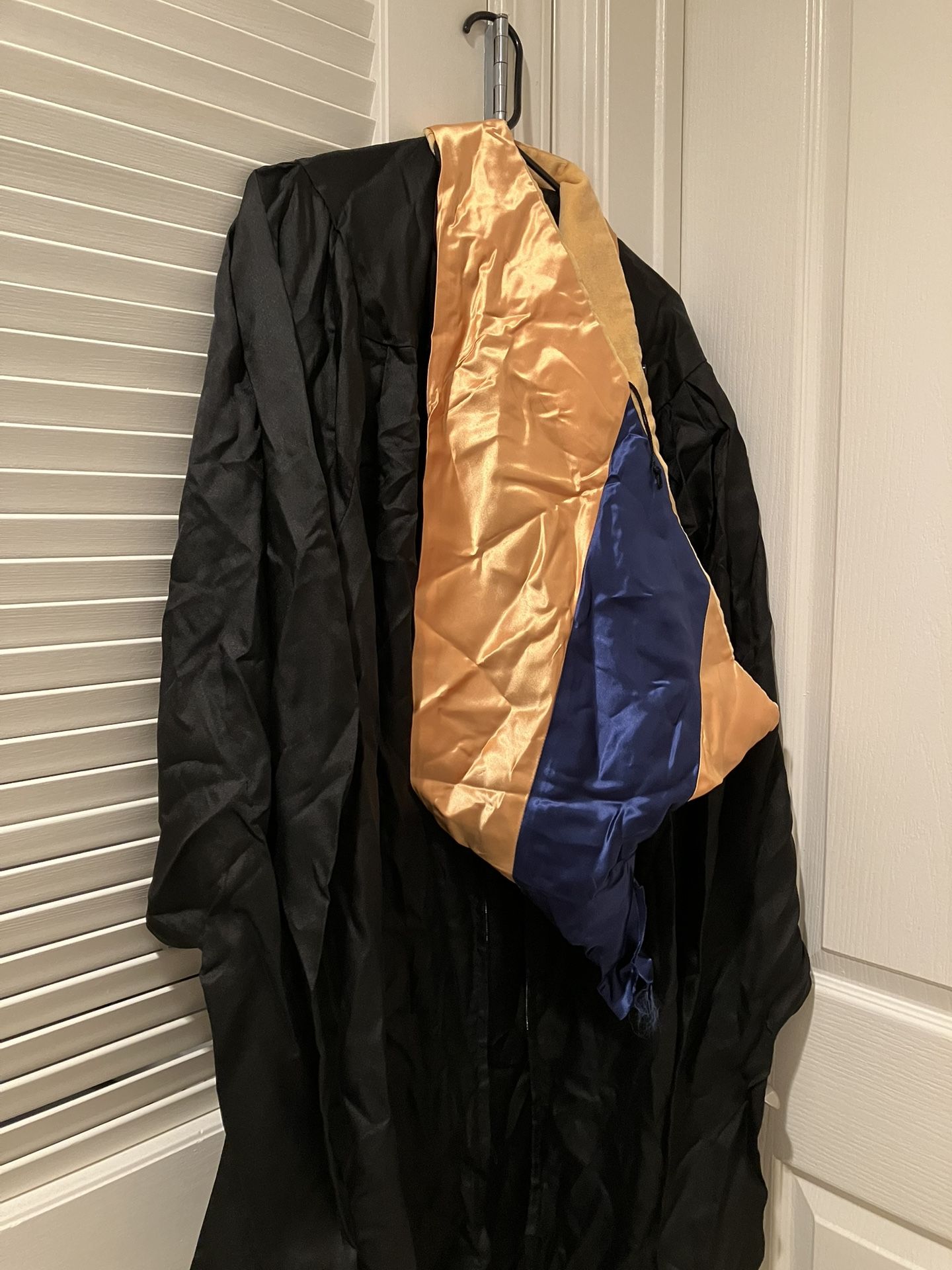 Graduation Cap and Gown with Master’s Hood Gold And Blue