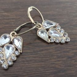 14kt Over Sterling Silver Earrings With Crystal Detail Highest Quality 