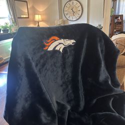 Large Plush Denver Bronco Blanket