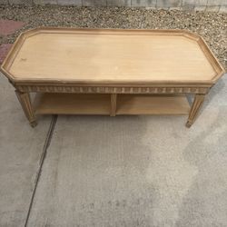 Octagon Wood Coffee Table with Shelf