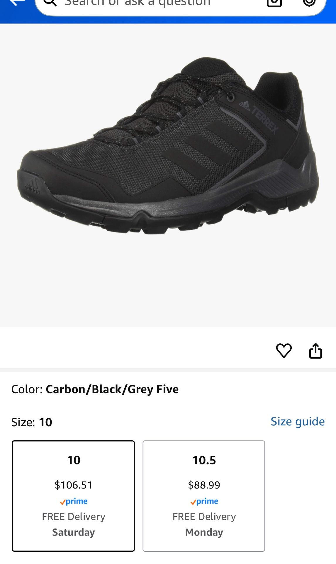 Adidas outdoor Men's Terrex Hiking Shoes Size 9 1/2 (paid $120)
