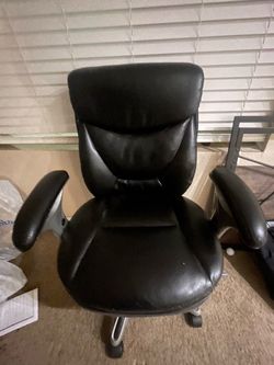 Black Leather Office Chair with Armrests