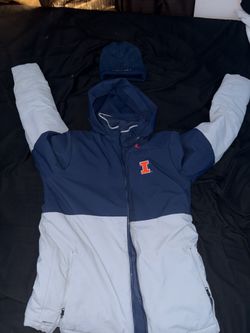 Nike Blue And White Illinois Coat And Hat 
