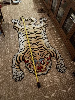 Cute Cut Out Tiger Rug Large
