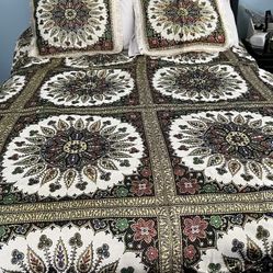 3 Piece Reversible Mandala Pattern Fringed bedcover Full/Queen