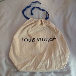 17"×18" LARGE LOUIS VUITTON DUST BAG IVORY BEIGE BLUE DRAWSTRING LOGO AUTHENTIC