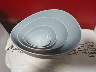 Percido Objects Melamine Serving Bowls Egg Shaped Heavy Plastic Set of 4 Nesting