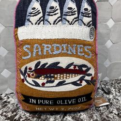 NWT Cost Plus World Market Tinned fish Sardines Pillow - Multicolor