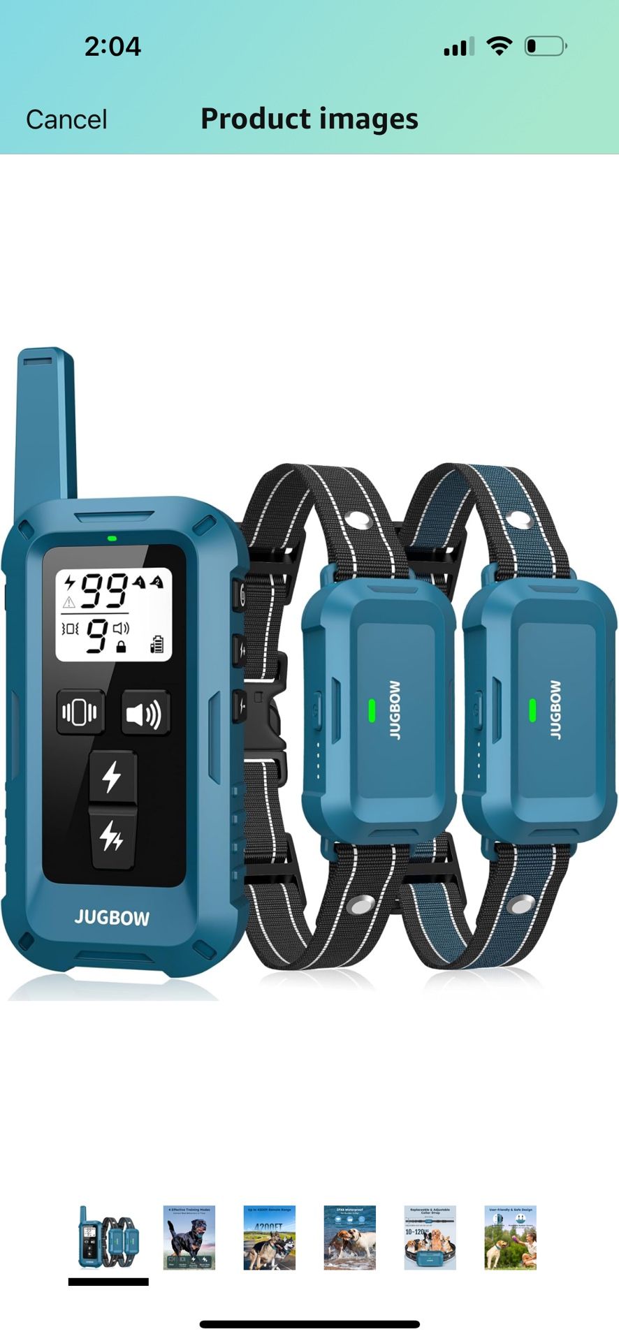 Jugbow Dog Shock Collar 2 Dogs - 4200FT Dog Training Collar with Remote, IPX8 Waterproof E Collar for Dogs Training Rechargeable Collars for Large Med