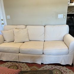 Slipcovered Sofa And Oversize Chair