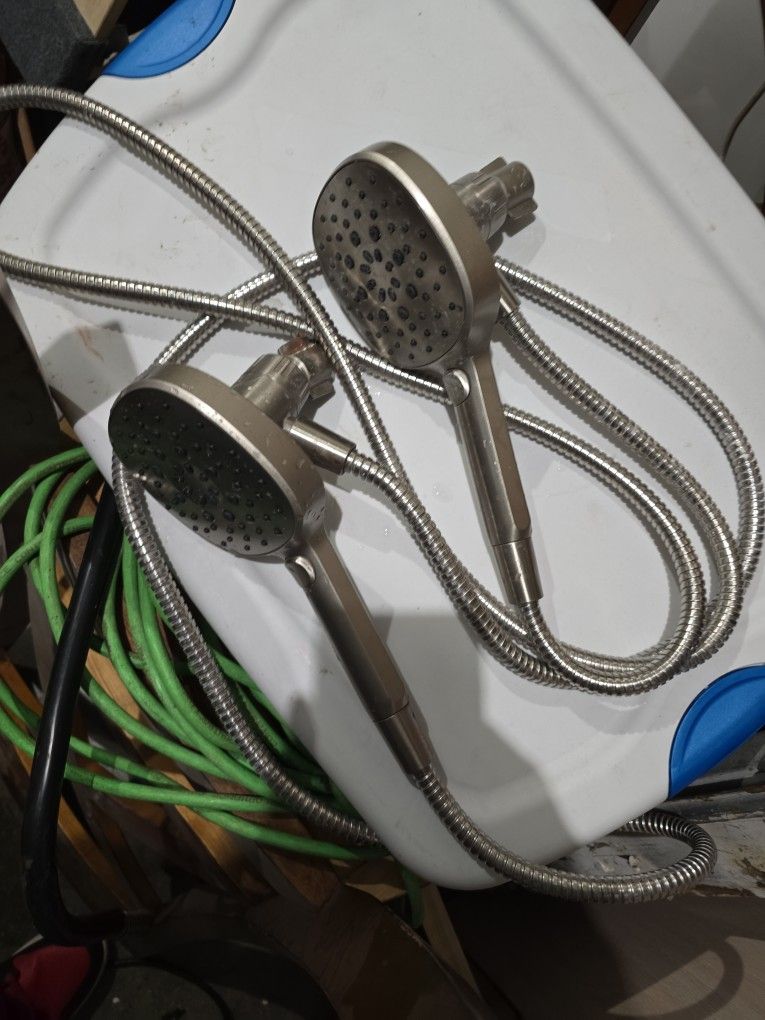 (2) KOHLER Claro 3-Spray Wall Mount Handheld Shower Head in a Vibrant Brushed Nickel finish.