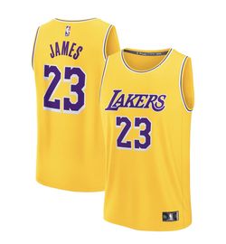 LeBron James Los Angeles Lakers Fanatics Fast Break Jersey Men’s Size Large Gold