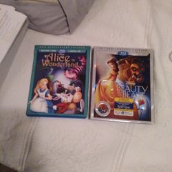 25 th Anniversary Edition Beauty And The Beast AND 65th Edition Of Alice In Wonderland Blu Ray And Dvd