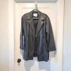 Women's Black Leather Coat M
