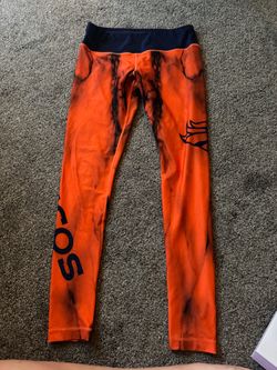 Marble Worldmark Denver Broncos Women’s Leggings (orange tie dye) -M