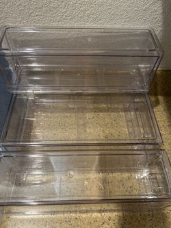 Clear Plastic Storage Organizer Bins Set