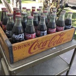Vintage Wooden Coca-Cola Crate with Bottles