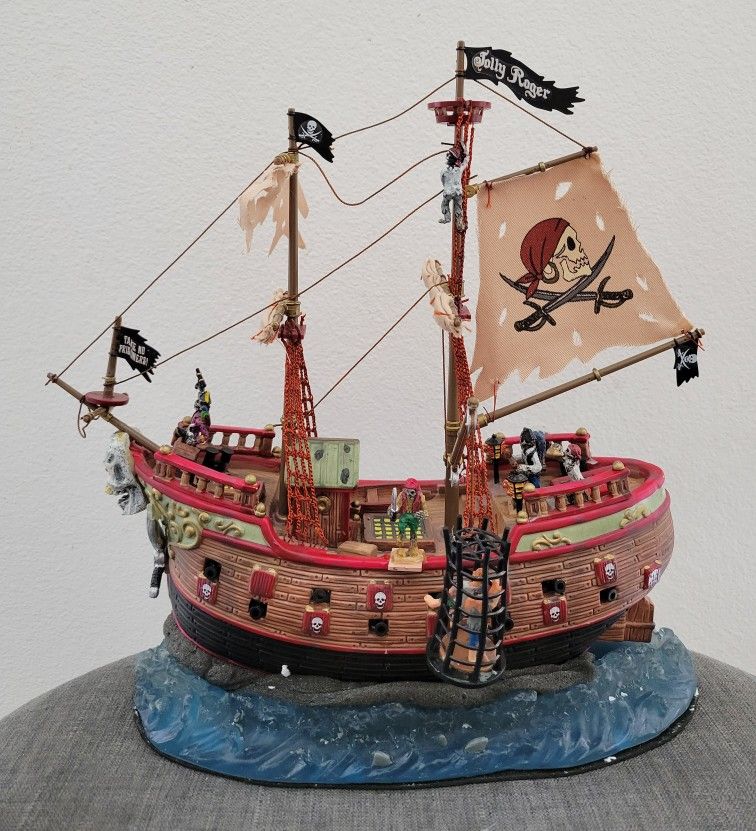 Lemax Spooky Town Jolly Roger Pirate Ship Halloween Village Collectible Figure