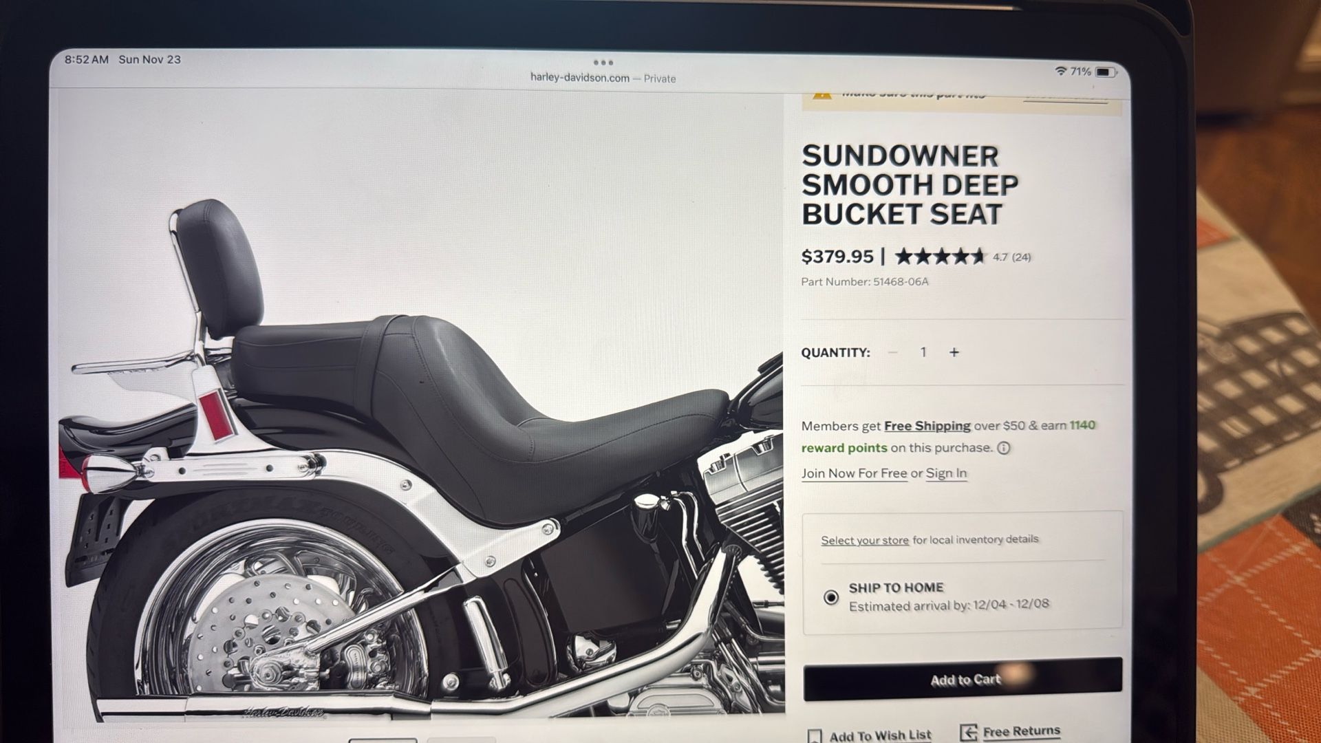 Harley Davison Bucket Seat