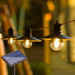 21FT Solar String Lights Outdoor Waterproof Patio Lights W/ DIY Shades Vintage Heavy-Duty Backyard/ Garden Lights, Shatterproof Spiral LED Bulbs