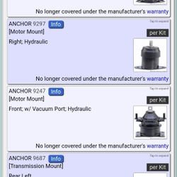 2008 ACURA TL 3.2L V6 Motor Mounts