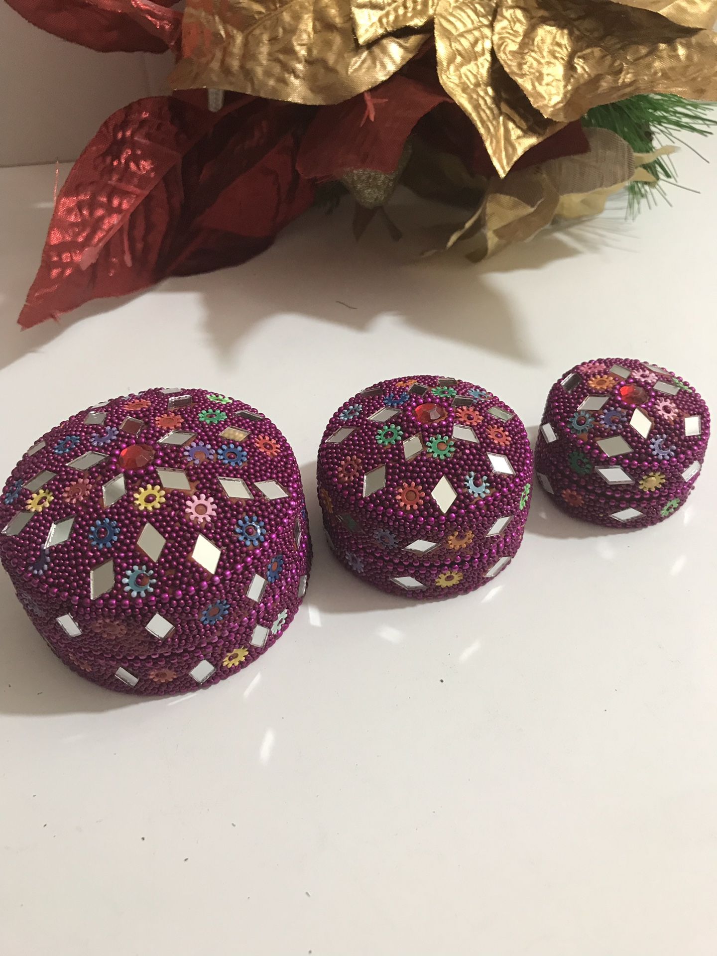 Handcrafted 3 pieces decor gift/ jewelry box new