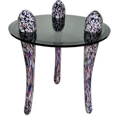 Murano Postmodern Italian Glass Side Table