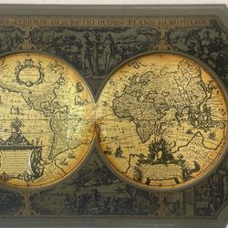 Old World Map Musketeers Brass And Wood