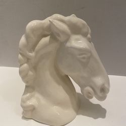 Vintage ceramic white horse head bookend with felt bottom. Modern/ retro / farmhouse/ Southwest.