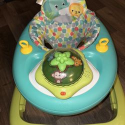 Bright Starts Wanderlights 2-in-1 Baby Walker for Infants, Blue, Green