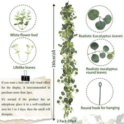  Length 5.9 Ft 🦋15 Pcs 🦋Artificial Eucalyptus Leaves DIY Greenery Garland Artificial Plants Vines Fake Flowers Berries Wedding Party Home Decor