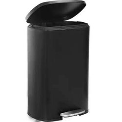 13 Gallon 50 Liter Stainless Steel Step Trash Can with Removable Inner Bucket by Furniture of America - Black