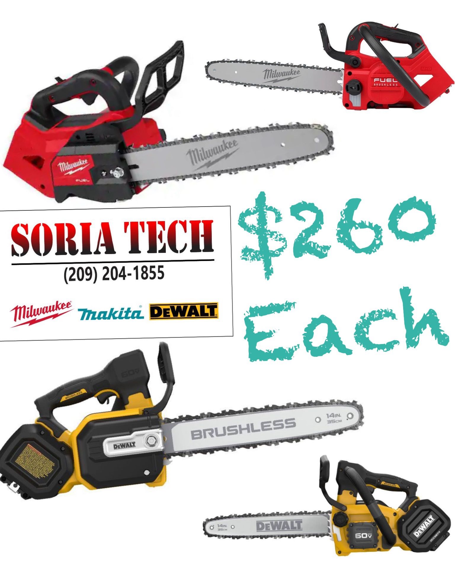 Milwaukee - Dewalt 🔥Top Handle Chainsaws 14”