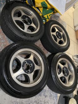 Honda Acura Eagle Alloy Wheels 14x6 +22 4x100 Rims Good Tires 185/60/14