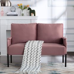 NEW Pink 45.7 in. W Square Arm Velvet Modern Rectangle Sofa