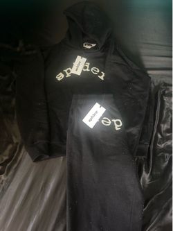 Luxury Black Rhinestone Hoodie Set