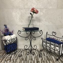Three Beautiful Wrought Iron Items .. Take All $90... Great Deal... Check Out My Other Offers Too