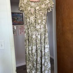 Vintage Green Floral Dress