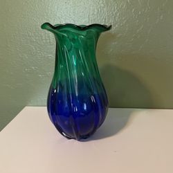 Green & Blue Glass Vase